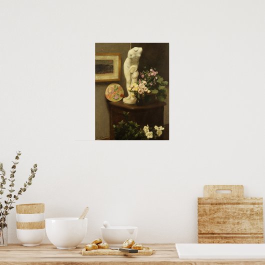 Fantin-Latour - Blume und verschiedene Objekte Poster (Küche)