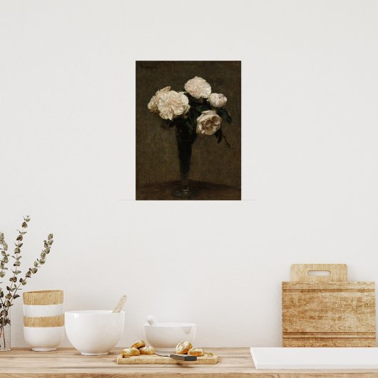 Fantin-Latour - Rose in einer Vase Poster (Küche)