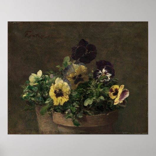 Fantin-Latour - Stiefmütterchen mit Spitze Poster (Vorne)