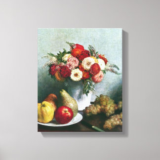 Fantin-Latour - Stillleben mit Blume und Obst Leinwanddruck