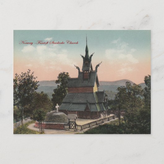 Fantoft Stavkirche Vintag Postcard Postkarte (Vorderseite)