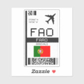 FAO Faro Boarding Pass - Portugal Reisen Aufkleber (Blatt)
