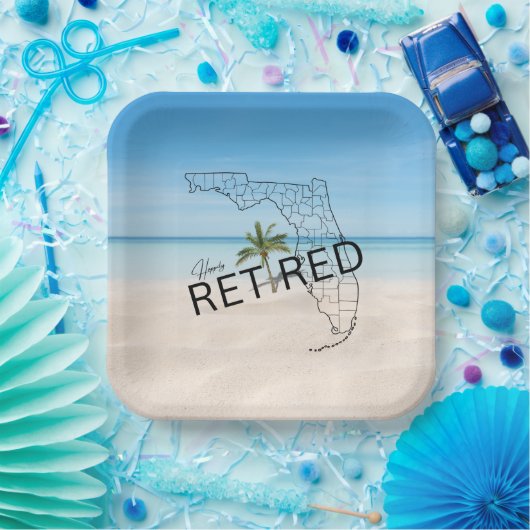 Fappiable Remüde Florida Tropical Beach & Palm Tre Pappteller (Party)