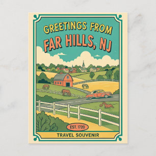 Far Hills NJ Retro-Reise Bunt 1950er Jahre Postkarte