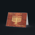 Far North Chanukkah - Inner Birch Bark Holiday Car Feiertagskarte<br><div class="desc">Happy Chanukkah aus dem fernen Norden. Eine digitale Nachbildung einer Chanukkah-Menorah, die sich durch sorgfältiges Ausschneiden der rötlichen äußeren Oberfläche auf der Rückseite der Birkenrinde (Betula papyrifera) bilden würde, um die leichtere, gelbliche Schicht unter ihnen zu enthüllen. Text liest, "Happy Chanukkah" erscheint und Sie können Ihren eigenen zusätzlichen Text hinzufügen.Dies...</div>