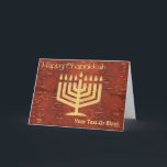 Far North Chanukkah - Inner Birch Bark Holiday Car Feiertagskarte<br><div class="desc">Happy Chanukkah aus dem fernen Norden. Eine digitale Nachbildung einer Chanukkah-Menorah, die sich durch sorgfältiges Ausschneiden der rötlichen äußeren Oberfläche auf der Rückseite der Birkenrinde (Betula papyrifera) bilden würde, um die leichtere, gelbliche Schicht unter ihnen zu enthüllen. Text liest, "Happy Chanukkah" erscheint und Sie können Ihren eigenen zusätzlichen Text hinzufügen.Dies...</div>