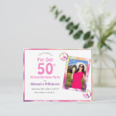 Far Out 50. Gefärbte Krawatte Virtual Birthday Par Einladungspostkarte (Stehend Vorderseite)