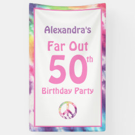 Far Out 50. Groovy Gefärbte Krawatte Geburtstag Na Banner