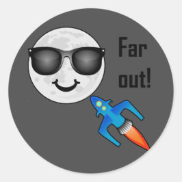 Far Out Design - Dunkelgrau Classic Round Sticker