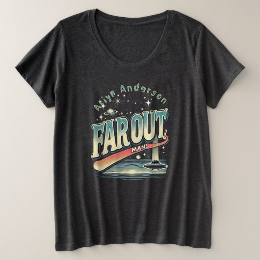 Far Out Man Retro 60er Slogan Personalisiert Große Größe T-Shirt (Design vorne)