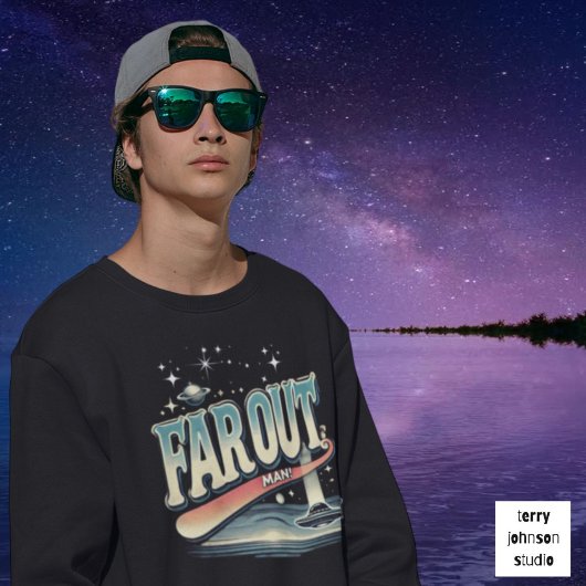 Far Out Man Retro 60er Slogan Personalisiert Sweatshirt