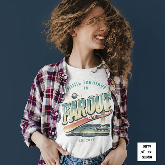 Far Out Man Retro 60er Slogan Personalisiert T-Shirt