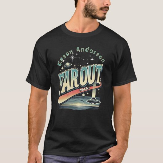 Far Out Man Retro 60er Slogan Personalisiert T-Shirt (Vorderseite)