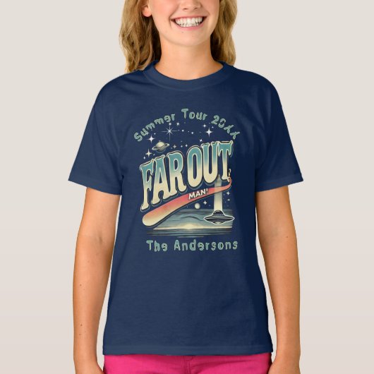 Far Out Man Retro 60er Slogan Personalisierte Fami T-Shirt (Vorderseite)