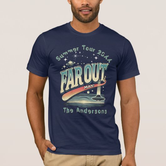 Far Out Man Retro 60er Slogan Personalisierte Fami T-Shirt (Vorderseite)