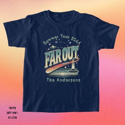 Far Out Man Retro 60er Slogan Personalisierte Fami T-Shirt