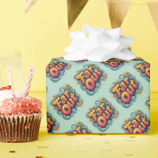 Far Out Retro 70er Psychedelic Groovy Hippie Geschenkpapier (Geburtstagsparty)