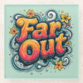 Far Out Retro 70er Psychedelic Groovy Hippie Glasuntersetzer (Vorderseite)