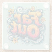 Far Out Retro 70er Psychedelic Groovy Hippie Glasuntersetzer (Rückseite)