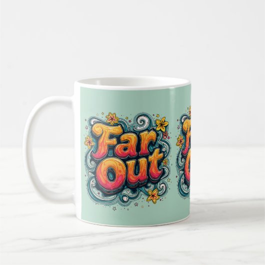 Far Out Retro 70er Psychedelic Groovy Hippie Kaffeetasse (Links)