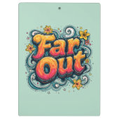 Far Out Retro 70er Psychedelic Groovy Hippie Klemmbrett (Rückseite)