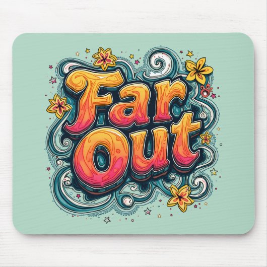 Far Out Retro 70er Psychedelic Groovy Hippie Mousepad (Vorne)