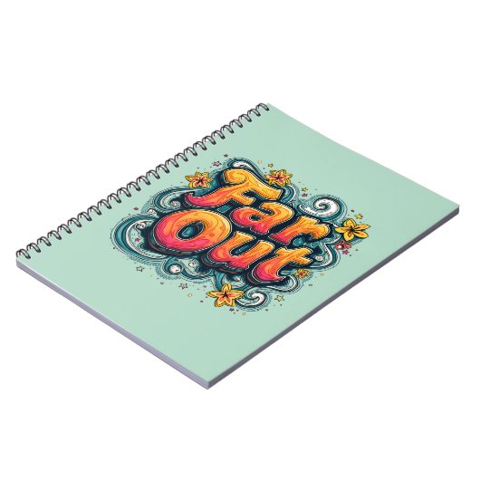 Far Out Retro 70er Psychedelic Groovy Hippie Notizblock (Linke Seite)