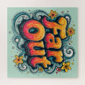 Far Out Retro 70er Psychedelic Groovy Hippie Puzzle (Horizontal)