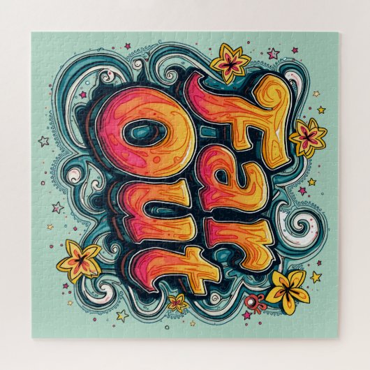 Far Out Retro 70er Psychedelic Groovy Hippie Puzzle (Horizontal)