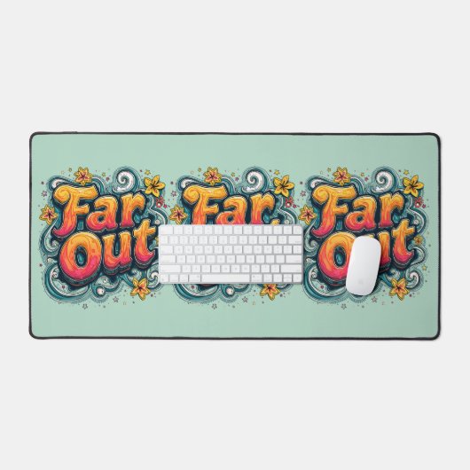 Far Out Retro 70er Psychedelic Groovy Hippie Schreibtischunterlage (Tastatur & Maus)