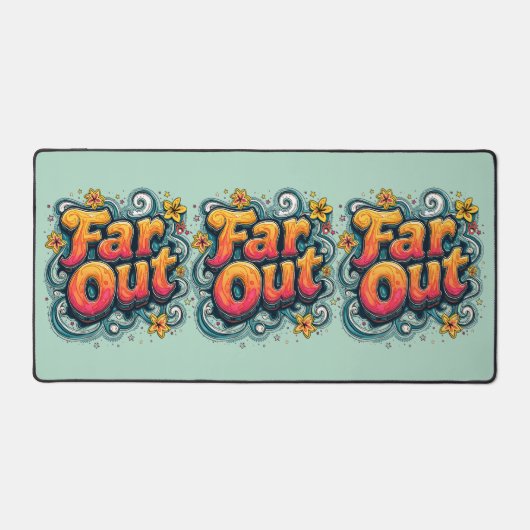 Far Out Retro 70er Psychedelic Groovy Hippie Schreibtischunterlage (Vorderseite)