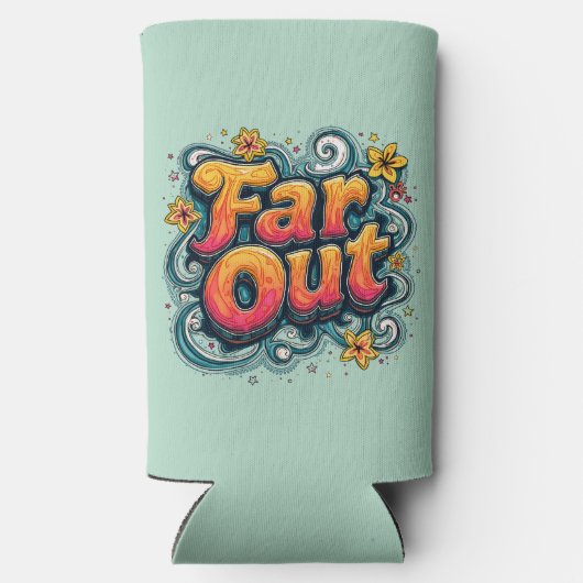 Far Out Retro 70er Psychedelic Groovy Hippie Selters Dosenkühler (Rückseite)