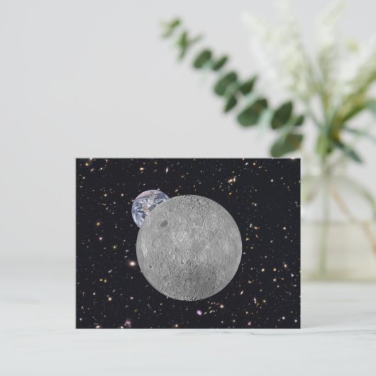 Far Side of the Moon Earth Starry Sky Postkarte (Stehend Vorderseite)