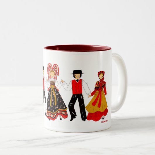 Farandole de costume d'ALSACE Zweifarbige Tasse (VorderseiteRechts)