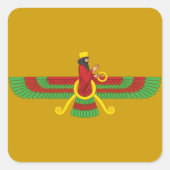 Faravahar-Symbol Quadratischer Aufkleber (Vorderseite)