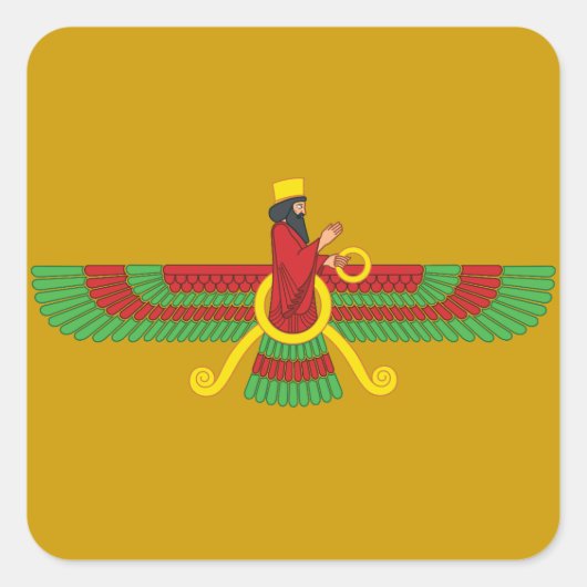 Faravahar-Symbol Quadratischer Aufkleber (Vorderseite)