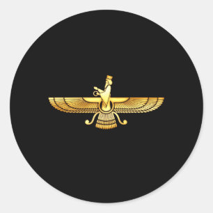 Faravahar Zarathustra Zoroastrian Farvahar Runder Aufkleber