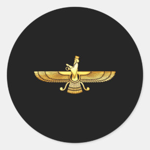 Faravahar Zarathustra Zoroastrian Farvahar Runder Aufkleber