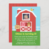 Farb Farm Barnyard Tier Geburtstagspartei Einladung (Vorne/Hinten)