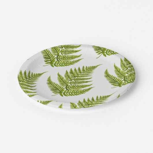 Farb-Farn-Muster Pappteller (Schrägansicht)