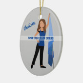 Farb-Guard Braun Haar in Blau und Schwarz Keramik Ornament (Links)