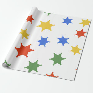 Farb-Hexagramm-Sheriff-Symbol isoliertes nahtloses Geschenkpapier