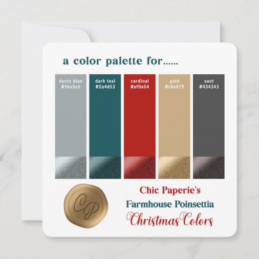 Farb-Karte des Bauernhauses Red & Gold Einladung (Vorderseite)