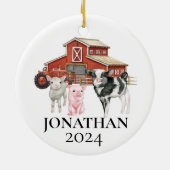 Farb-Kuh Schweinestall Monogramm Keramik Ornament (Hinten)