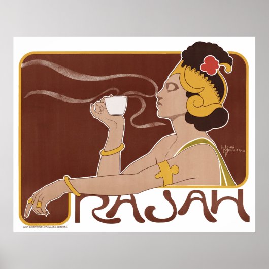 Farb-Lithografie über den Kaffee Rajah Poster (Vorne)