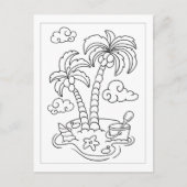 Farb-Me-Palmen am Strand | Aktivitätskarten Postkarte (Vorderseite)