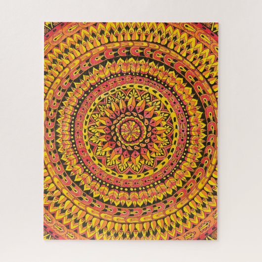 Farb Orange Mandala Original Kunst Schwierig Puzzle (Vertikal)