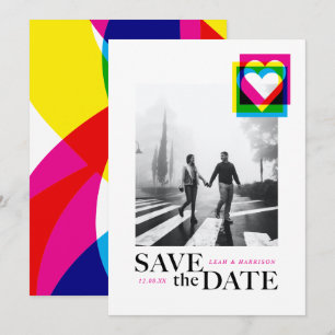 Farb-Pop-Flach-Save-The-Date-Karte Save The Date