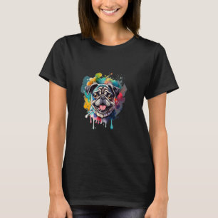 Farb-Splash-Mops-Kunst Süßer Mops-Hundliebhaber-Ge T-Shirt
