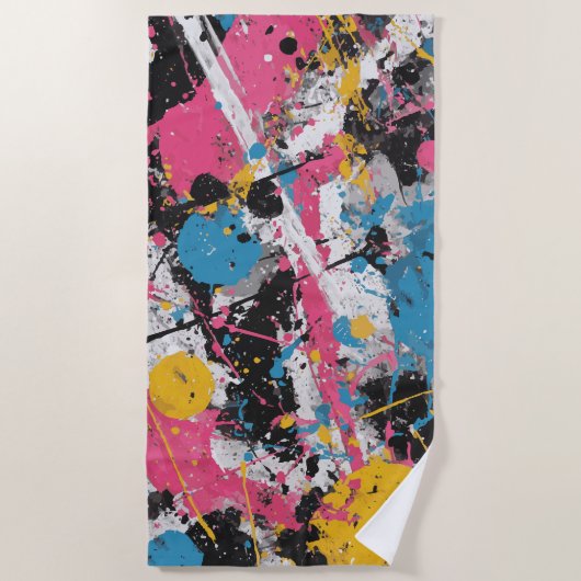 Farb-Spritzer Abstract Expression Art Strandtuch (Vorderseite)